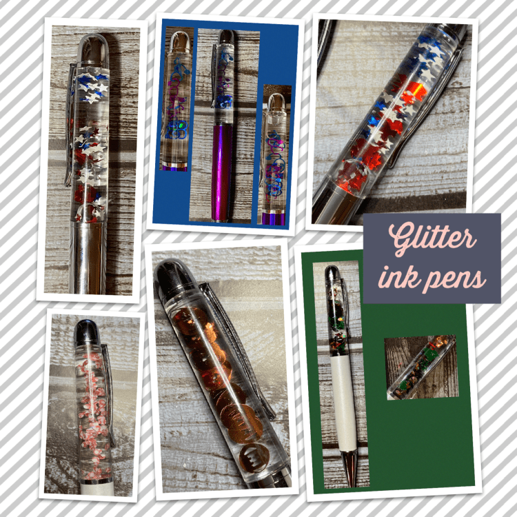 Floating glitter ink pens by Crafting with an Angel